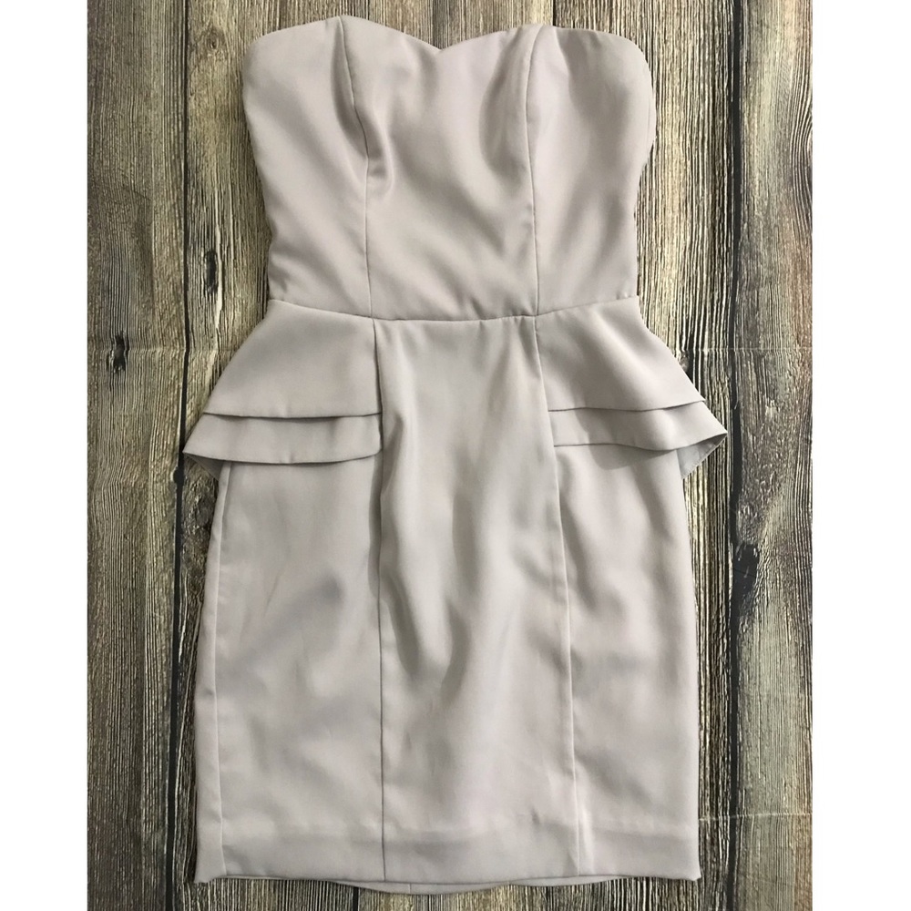H&M Light Gray Strapless Peplum Dress 2 00 XXS
